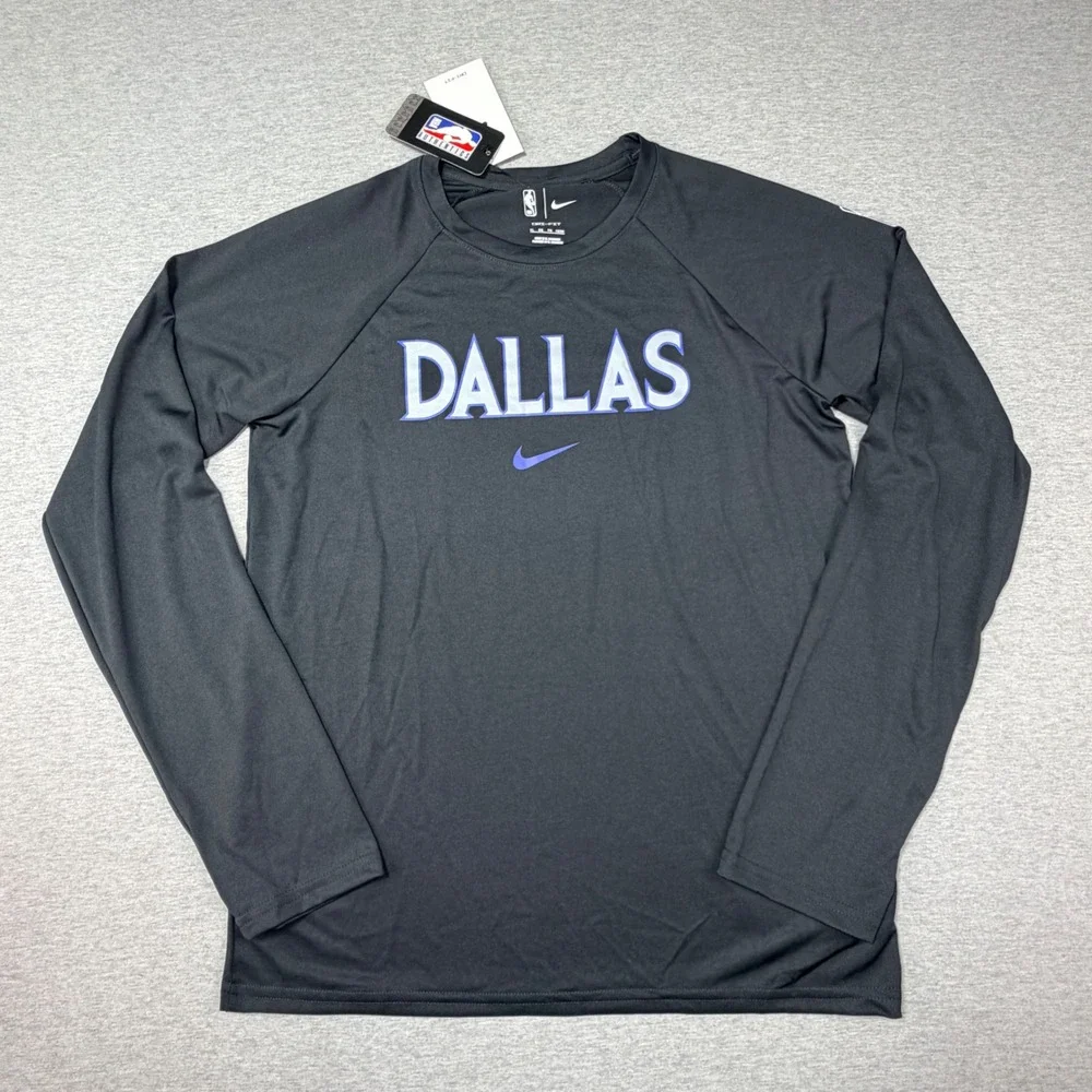 Nike Dallas Mavericks NBA City Edition Dri-FIT Long Sleeve Shirt Kids XL 18-20